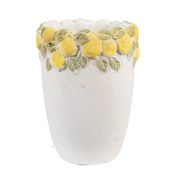 [6TE0570S] Pot de fleurs d'intérieur Blanc Jaune Ø 13x17 cm