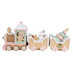 [6PR4266] Décoration Train Beige Rose 45x12x19 cm