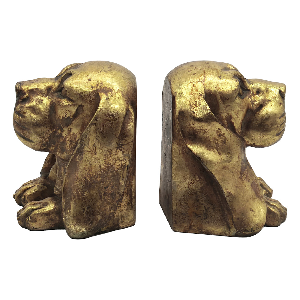 Bookends Set of 2 Dog Gold 24x13x19 cm