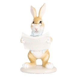 [6PR5462] Statua Decorativa Coniglio Beige Blu 9x9x15 cm