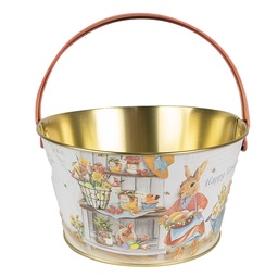 [6BL0107] Cesto Portaoggetti Bianco Blu Rosso Ø 19x10 cm