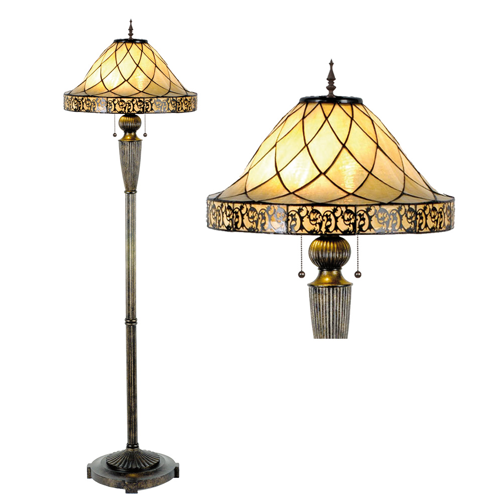 Lampada da Terra Tiffany Beige Ø 46x168 cm E27/max 2x60W