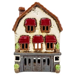 [6CE2545] Porte-lampes de Noël chalet Beige Marron 14x9x21 cm