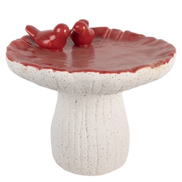[6TE0581] Dekoration Pilz Weiß Rot Ø 25x21 cm