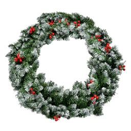 [50817] Christmas Decoration Wreath Green Red Ø 75x14 cm