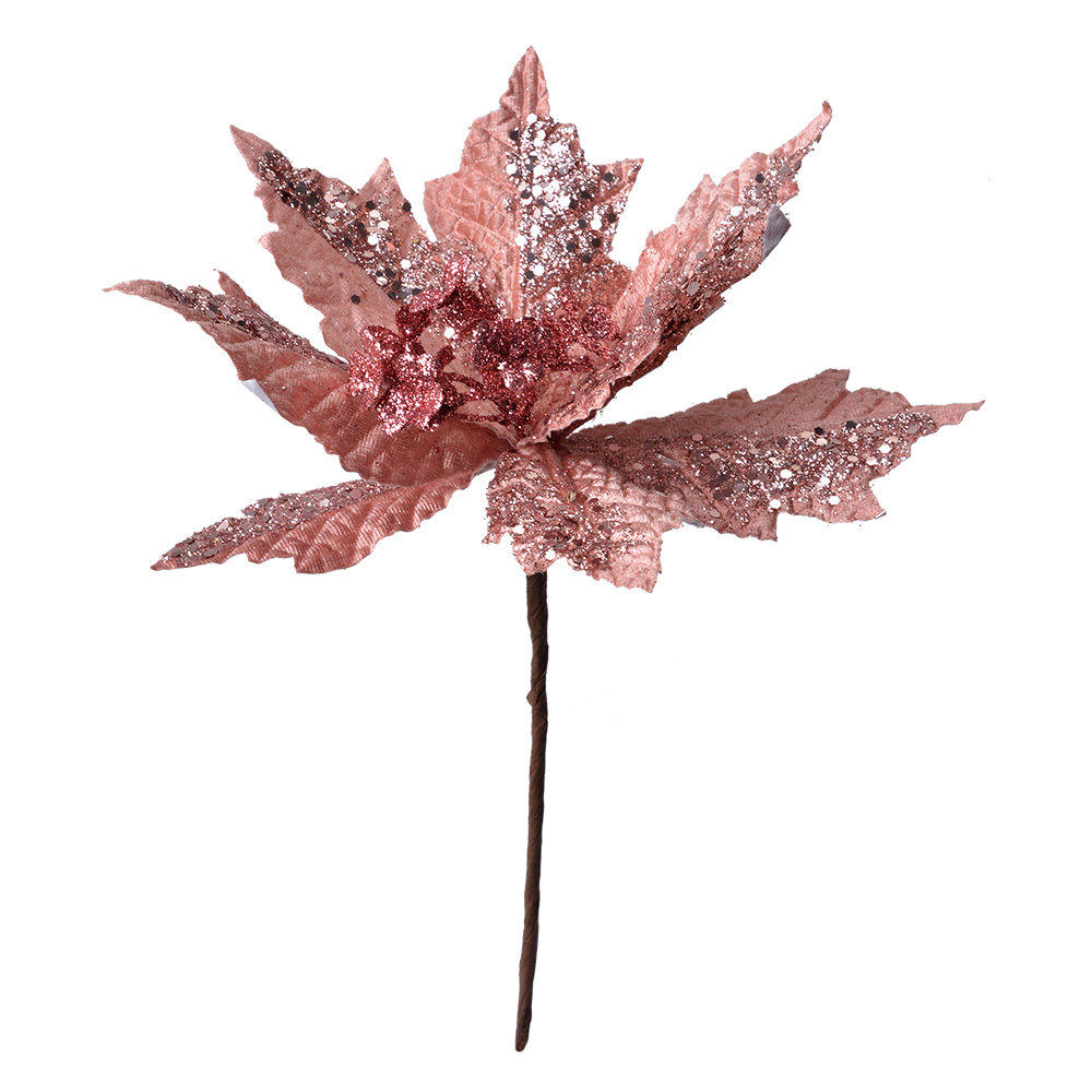 Décoration de Noël Fleur Rose Couleur argent Ø 22x25 cm