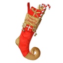 Dekoration Weihnachtsstrumpf Rot Goldfarbig 24x7x46 cm
