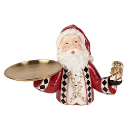 [6PR6377] Christmas Decoration Santa Claus with platter/bowl Red Gold colored 35x22x25 cm