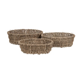 [65710] Cesti Portaoggetti (set di 3) Marrone 27x22x8 / 24x18x7 / 21x16x6 cm