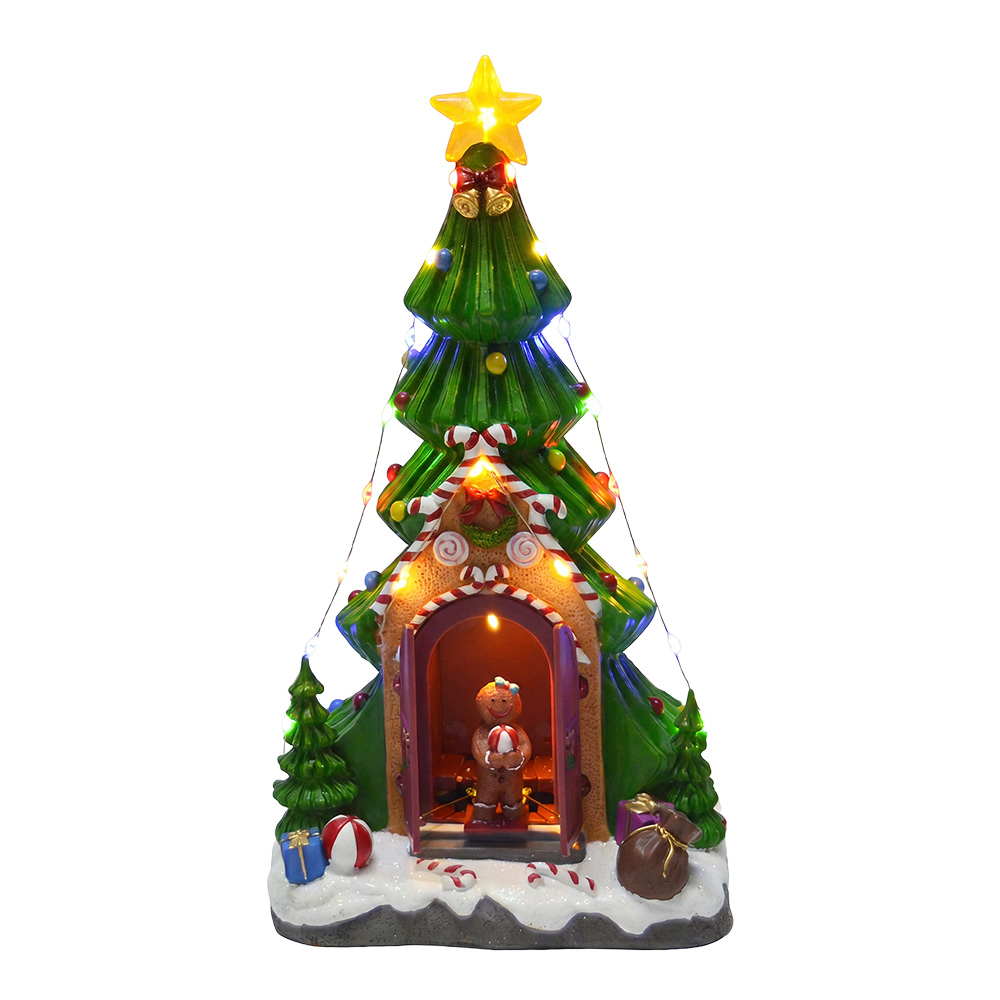 Clayre & Eef Décoration de Noël avec lumières LED Vert Plastique