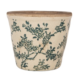 [6CE1976S] Blumentopf für Innen Beige Grün Ø 12x11 cm