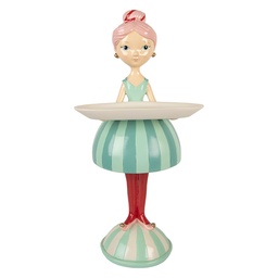 [6PR5795] Decorazione Bambino con ciotola Blu Bianco 18x16x38 cm