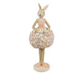 [6PR4418] Statua Decorativa Coniglio Beige Rosa 9x7x22 cm