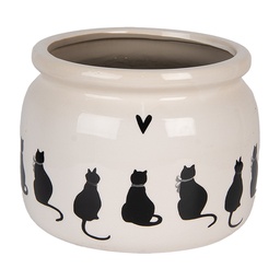 [6CEPWS0001L] Vaso Porta Pianta Beige Nero Ø 20x15 cm