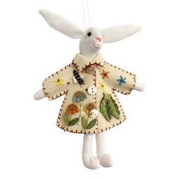 [66518] Anhänger Kaninchen aus Filz Weiß Grün 14x2x15 cm