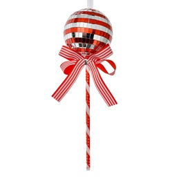 [66115R] Décoration de Noël Pendentif Sucette Rouge Couleur argent Ø 9x25 cm
