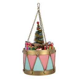 [6Y5866] Decorativo Tamburo Rosa Blu Ø 17x25/37 cm