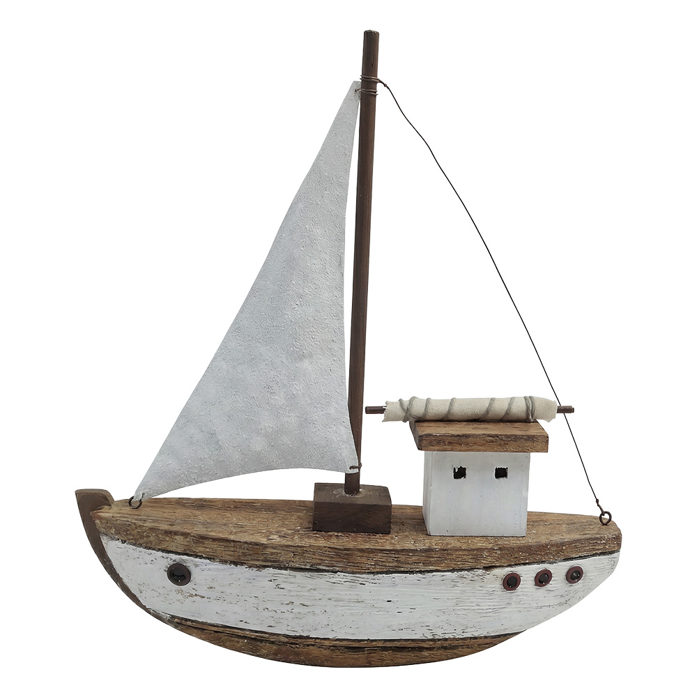 Miniatura Decorativa Barca Bianco Marrone 28x7x31 cm