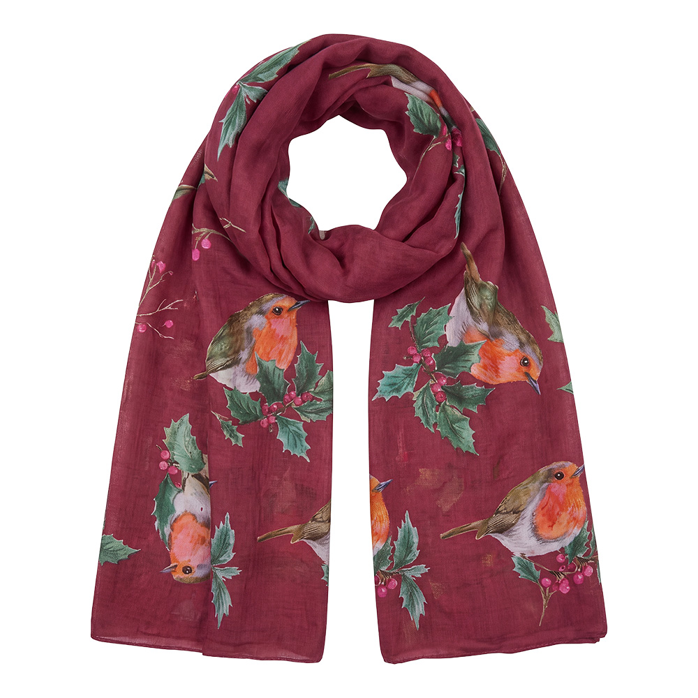 Clayre & Eef Gemusterter Damenschal Rot Polyester