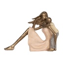 Dekoration Mutter mit Kind Goldfarbige Rosa 23x9x16 cm
