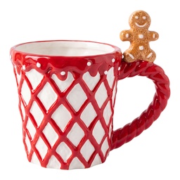 [6CEMU0231] Mug White Red 14x10x13 cm / 350 ml