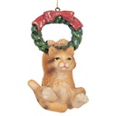Décoration pendentif Chat Marron Vert 6x5x9 cm