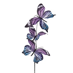 [50870] Deko Zweig mit Schmetterlinge Violett Blau 10x10x65 cm