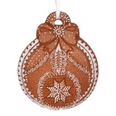Decorazione pendente Palla di natale Marrone Bianco 8x2x10 cm