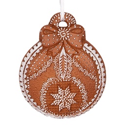 [6PR5317] Décoration pendentif Boule de Noël Marron Blanc 8x2x10 cm
