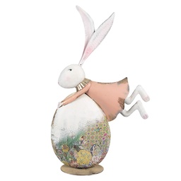 [5Y1215] Image de décoration Lapin Blanc Rose 35x11x56 cm