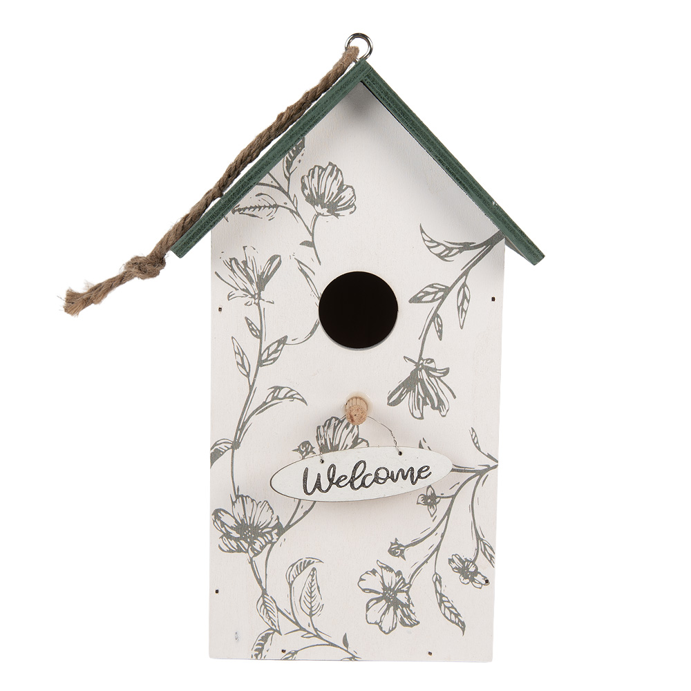 Maison d'oiseau Blanc Vert 15x10x22 cm