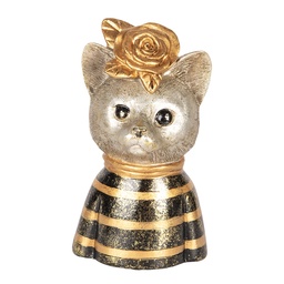 [6PR5074] Statua Decorativa Gatto Color oro Marrone 11x9x18 cm