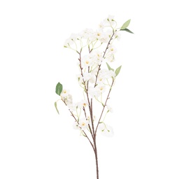 [5PL0233W] Branche de décoration avec fleurs Blanc Vert 10x12x90 cm
