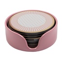 Coasters for Glasses Set of 8 Beige Pink Ø 10x4 cm