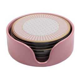 [66444] Coasters for Glasses Set of 8 Beige Pink Ø 10x4 cm