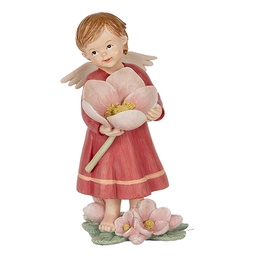 [6PR5602] Decorazione Angelo Rosa Beige 7x6x12 cm