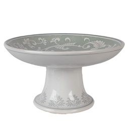 [6CE2380] Cake stand White Green Ø 21x11 cm