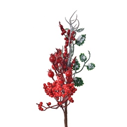 [65841] Rami Artificiali Decorazione Natale Rosso Verde 10x7x34 cm