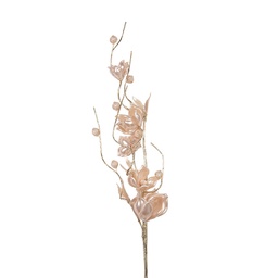 [66639P] Décoration de Noël Branche avec fleurs Rose Couleur or 6x6x62 cm