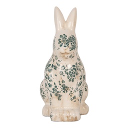 [6CE1955M] Image de décoration Lapin Beige Vert 13x10x21 cm