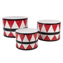 Decorative Drum White Red  (set 3) Ø 47x32 / Ø39x28 / Ø 31x22 cm