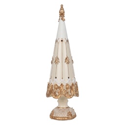 [6PR6502] Christmas Decoration Christmas Tree White Gold colored Ø 12x42 cm