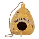 Clayre & Eef Decoratie Vogelhuis Ø 11x14 cm Geel Keramiek