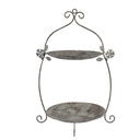 2-Tier Cake Stand Green Brown 34x32x50 cm