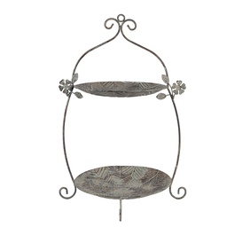[6Y5657] 2-Tier Cake Stand Green Brown 34x32x50 cm
