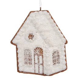 [6PR5332] Décoration pendante d'un maison Blanc Marron 9x1x10 cm