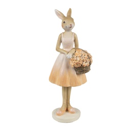 [6PR4419] Statua Decorativa Coniglio Beige Rosa 9x6x21 cm