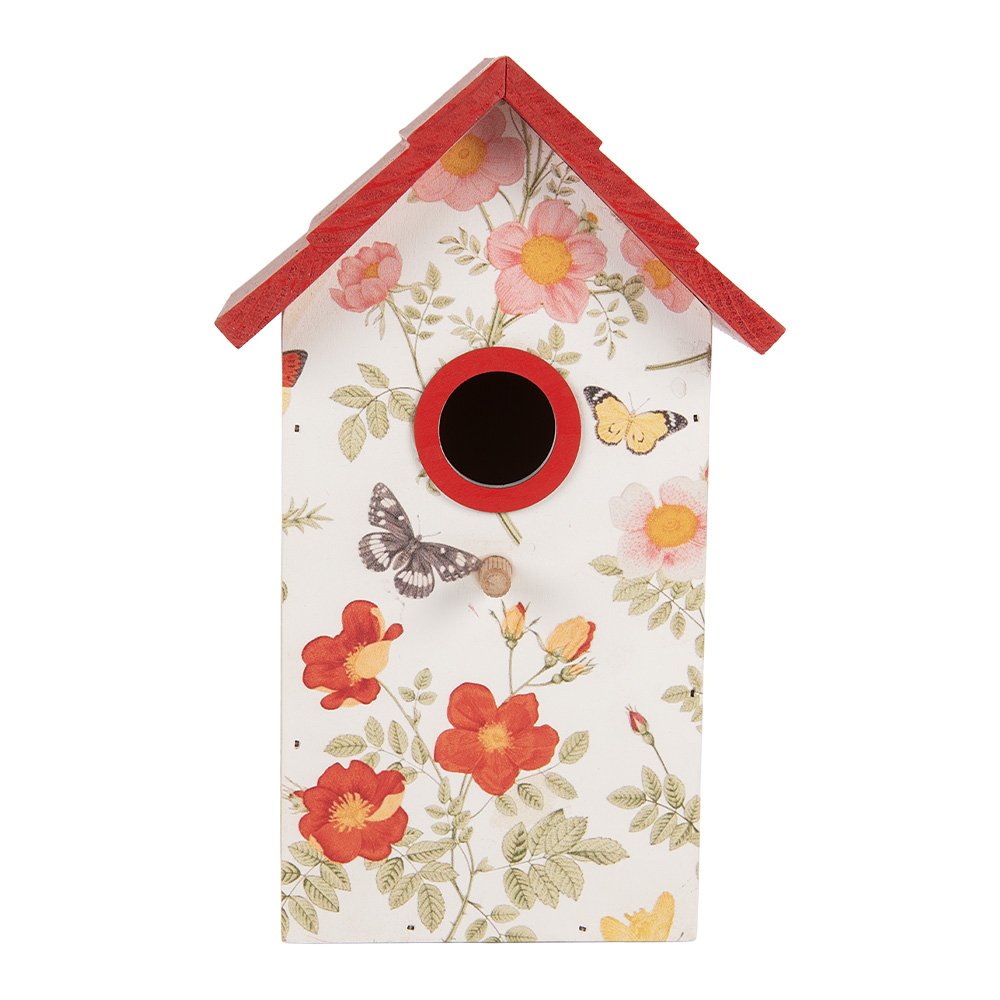 Maison d'oiseau Blanc Rouge 15x10x22 cm