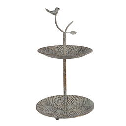 [6Y5658] Étagère 2 niveaux Vert Marron Ø 26x48 cm