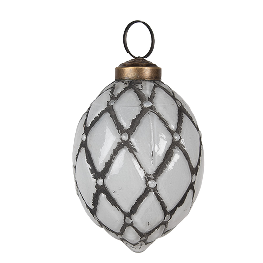 Christmas Bauble Grey Ø 6x8 cm